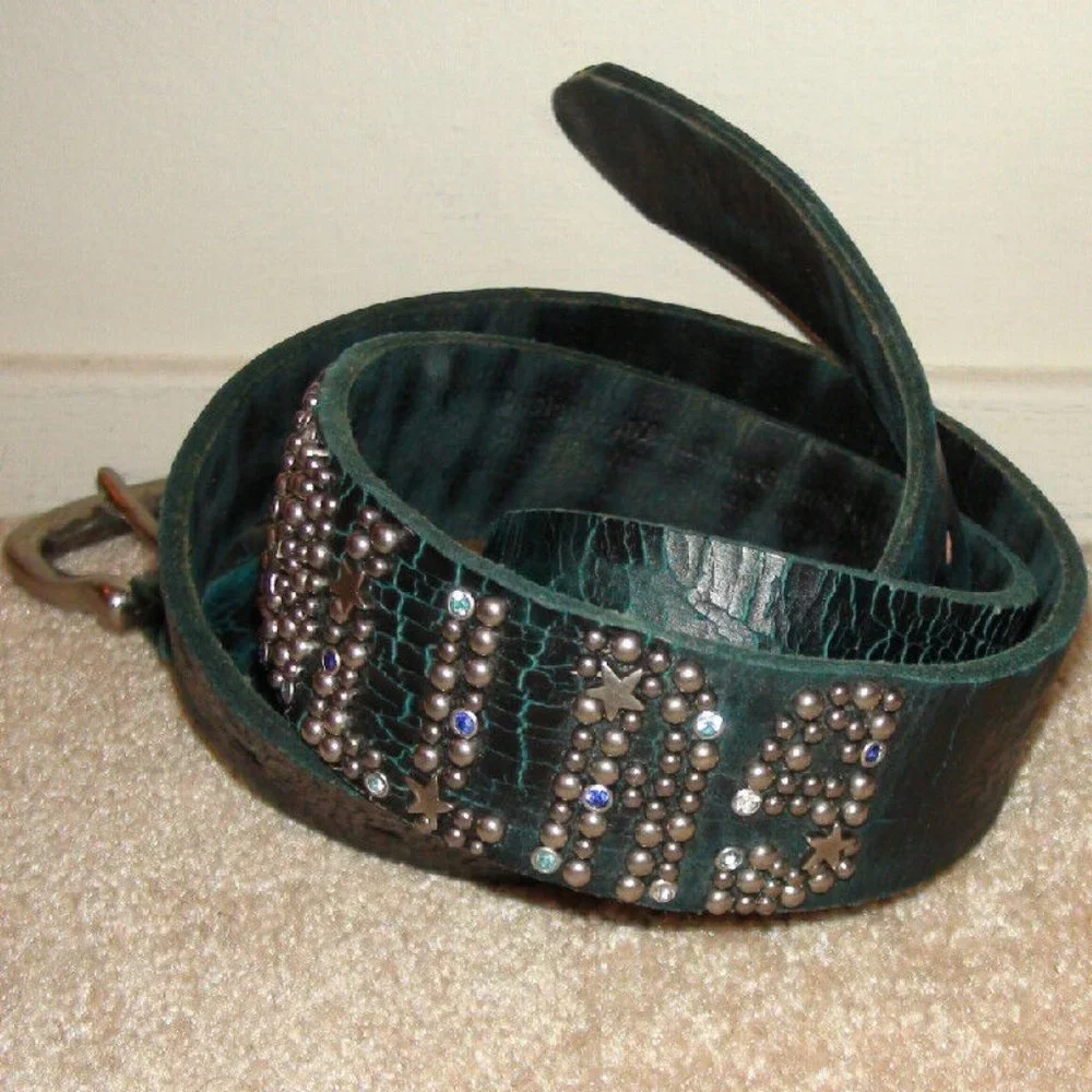 Rare Leather Island by Bill Lavin Studded Embellished Dallas Belt
